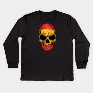 Spanish Flag Skull Kids Long Sleeve T-Shirt